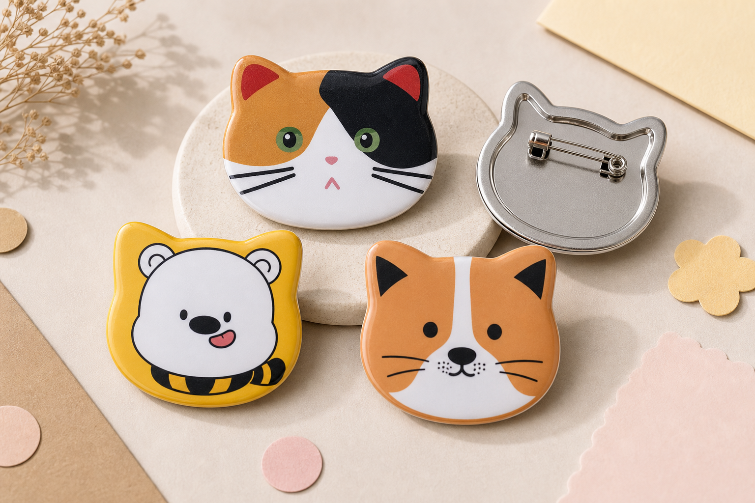Cat Shape Button Badge Printing Hamilton | Custom Cat Badges